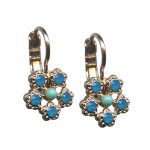 Mariana Earrings Dainty Floral Turq & Caribbean Blue Opal Austrian Crystals Zambezi Africa Coll.