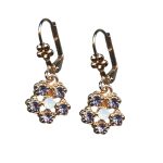Mariana Earrings Dangling Floral Opalite Mineral & Violet Austrian Crystals My Treasures Coll. - Image 2