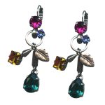 Mariana Earrings Dangling Fuchsia, Sapphire, Topaz, & Blue Zircon Austrian Crystals Fantasy Nirvana Coll. - Image 2