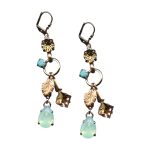 Mariana Earrings Finely Detailed Turq, Lt Peach, & Pacific Opal Austrian Crystals Summer Palace Silk Road Coll. - Image 3