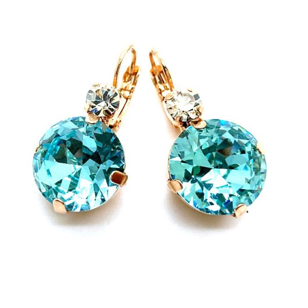 Mariana Earrings Beautiful Round Shape Clear & Light Blue Austrian Crystals My Treasures Coll. Rose Gold