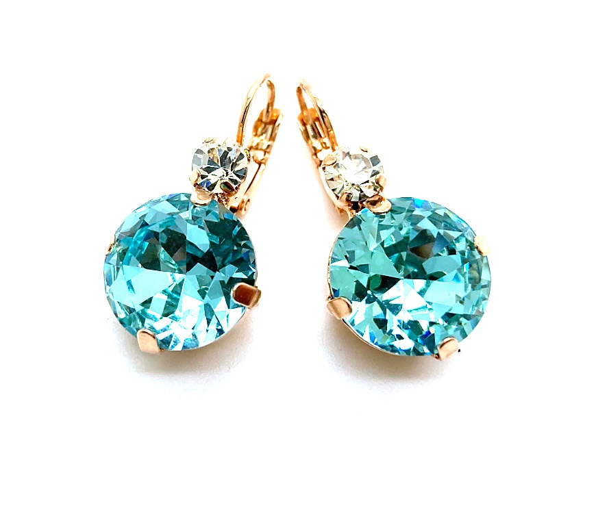 E-1506-001202-RG6 (3) Mariana Earrings Beautiful Round Shape Clear & Light Blue Austrian Crystals My Treasures Coll. Rose Gold - Image 1