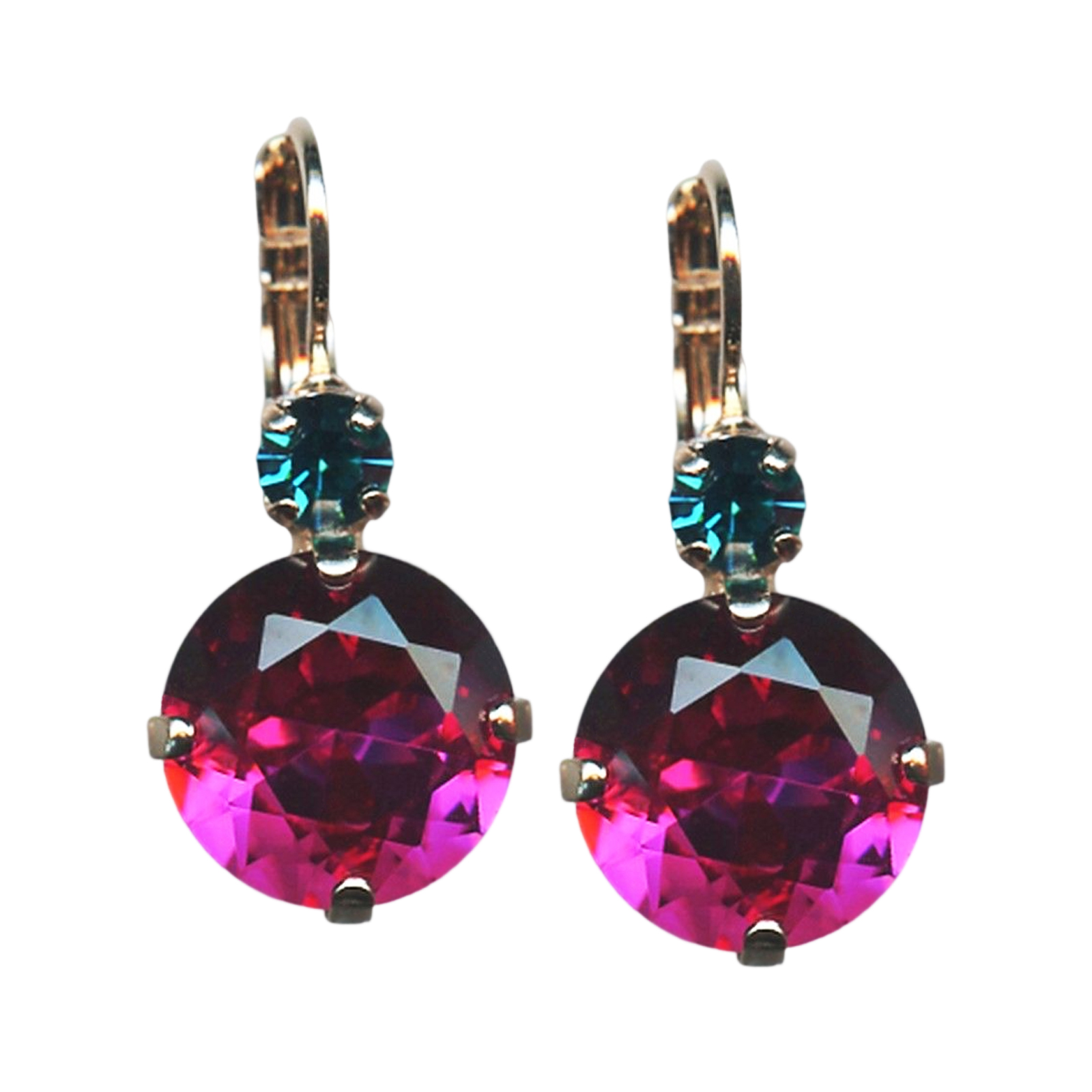 E-1506-1077-RG6(1) Mariana Earrings Glam Fuchsia & Blue Zircon Austrian Crystals Masai Africa Coll. - Image 1