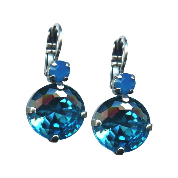 Mariana Earrings Gorgeous Aquamarine & Caribbean Blue Opal Austrian Crystals Zambezi Africa Coll.