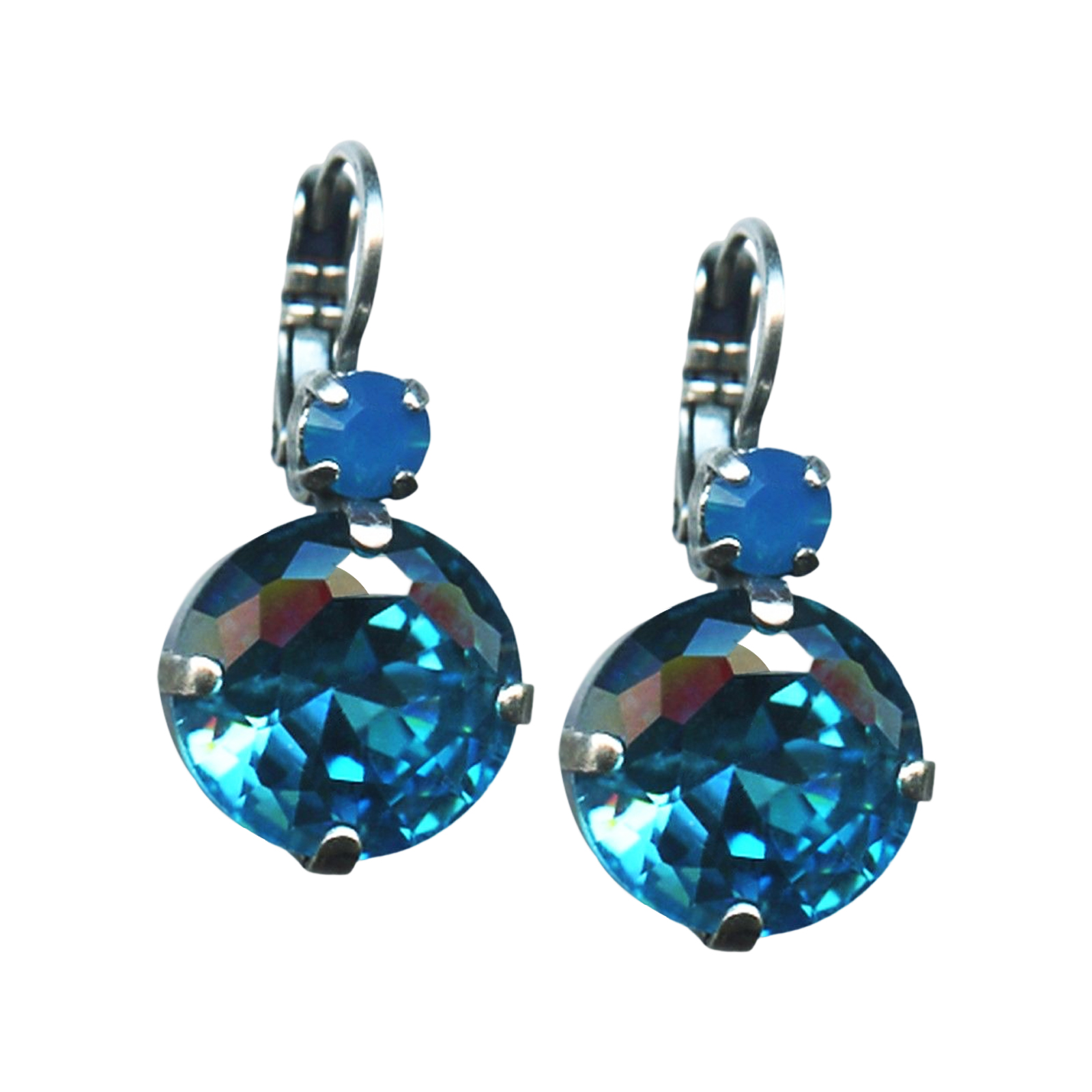 E-1506-1082-SP6(1) Mariana Earrings Gorgeous Aquamarine & Caribbean Blue Opal Austrian Crystals Zambezi Africa Coll. - Image 1