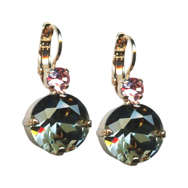 Mariana Earrings Luxurious Silver Night & Lt Rose Austrian Crystals Madagascar Africa Coll.