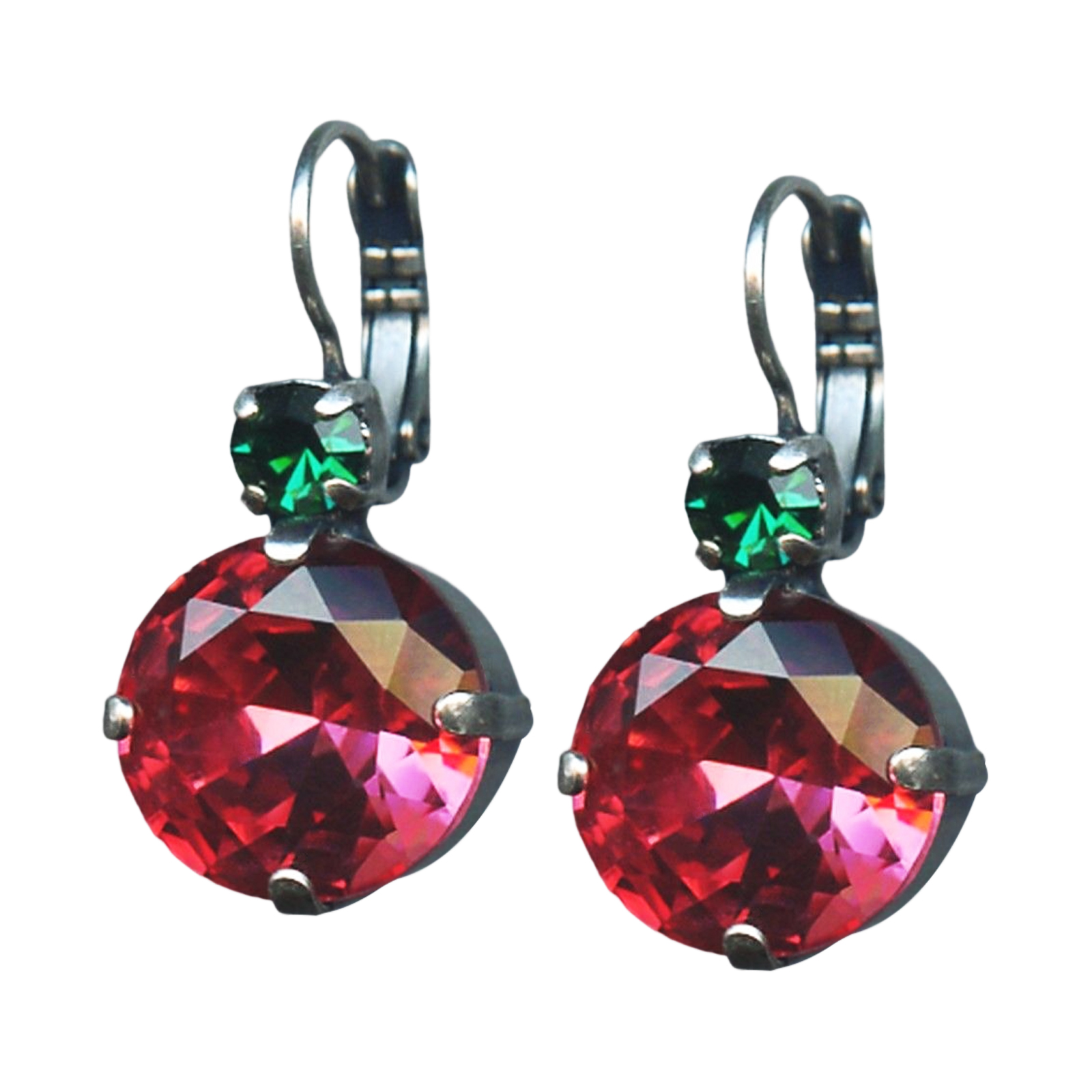 E-1506-1086-SP6(1) Mariana Earrings Lovely Rose & Emerald Austrian Crystals Selene Odyssey Coll. - Image 1