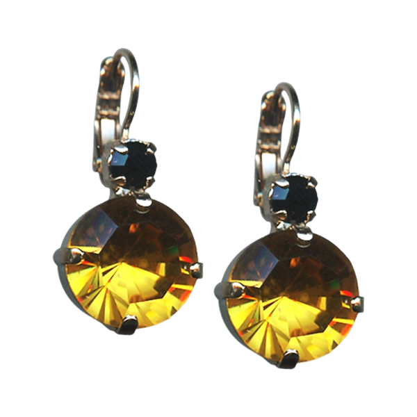 Mariana Earrings Elegant Topaz & Jet Black Austrian Crystals My Treasures Coll.