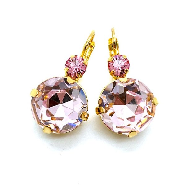Earrings By Mariana Woman Charming Vintage Rose and Lt Rose Swarovski Crystals -YG