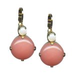 Mariana Earrings Sassy Dolomite Coral & White Shell Mineral Austrian Crystals My Treasures Coll.
