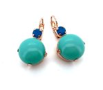 Mariana Earrings Simply Elegant Turq Mineral & Caribbean Blue Opal Austrian Crystals Zambezi Africa Coll.