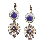 Mariana Earrings Exquisite Amethyst, Tanzanite, & White Opal Austrian Crystals Purple Rain Cocktail Hour Coll.