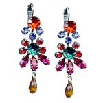 Mariana Earrings Sassy Orange, Sapphire, Siam, Indicolite, Fuchsia, & Amber Austrian Crystals My Treasures Coll.