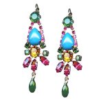 Mariana Earrings Beautiful Rose, Turq, Fern Green, Topaz, & Emerald Austrian Crystals My Treasures Coll. - Image 2
