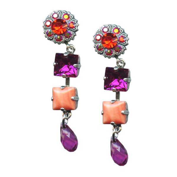 Earrings By Mariana Woman Dangling Hyacinth and Amethyst Swarovski Crystals