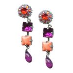 Earrings By Mariana Woman Dangling Hyacinth and Amethyst Swarovski Crystals - Image 2
