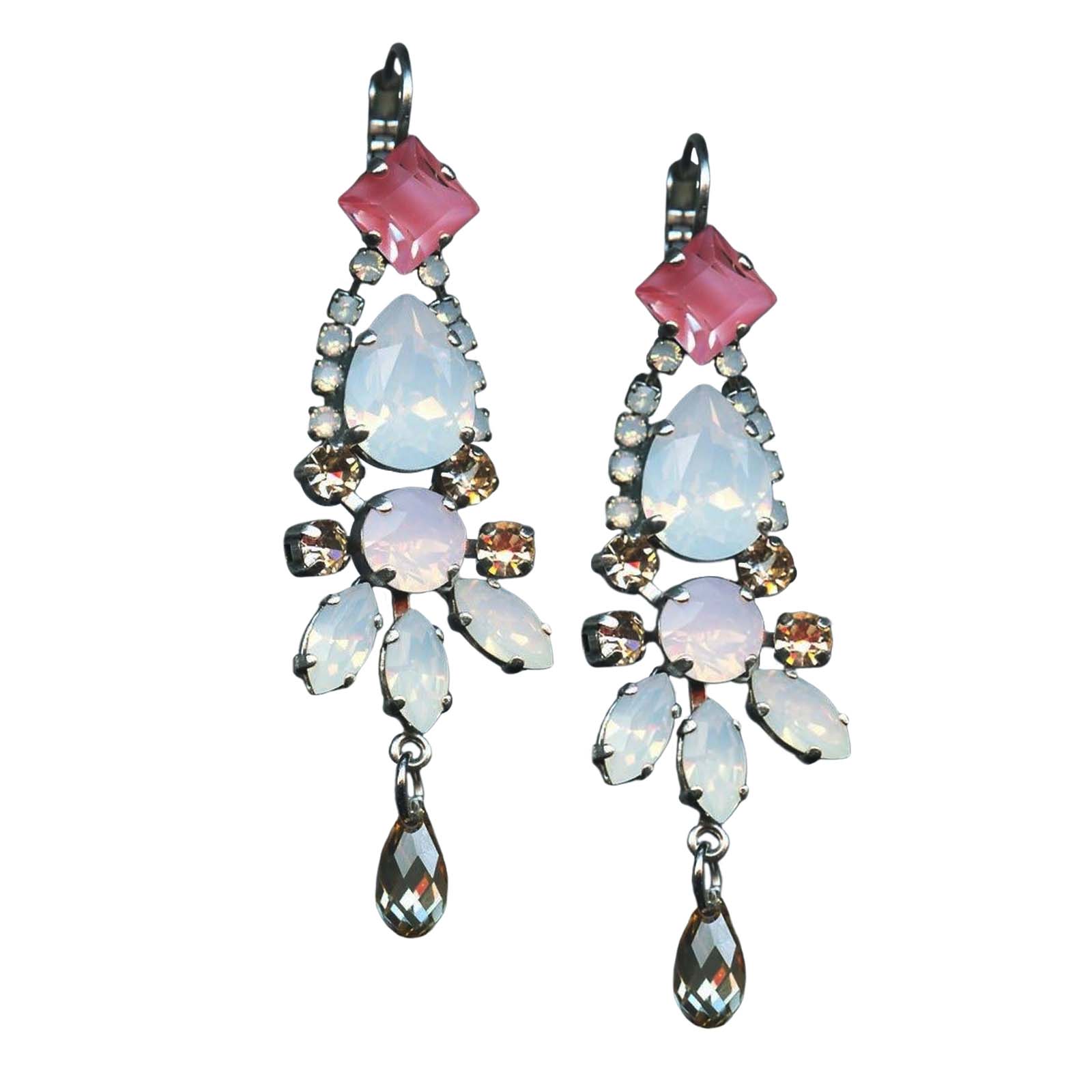 E-1531-2333-SP6(1) Mariana Earrings Adorable Pink Delite, Opals, Lt Peach, & Silk Austrian Crystals Afternoon Delight Songbook Coll. - Image 1