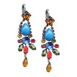 Mariana Earrings Turq Mineral, Hyacinth, Amber, Siam, Topaz, Sapphire, Olivine, & Red Coral Austrian Crystals Fantasy Nirvana Coll. - Image 2