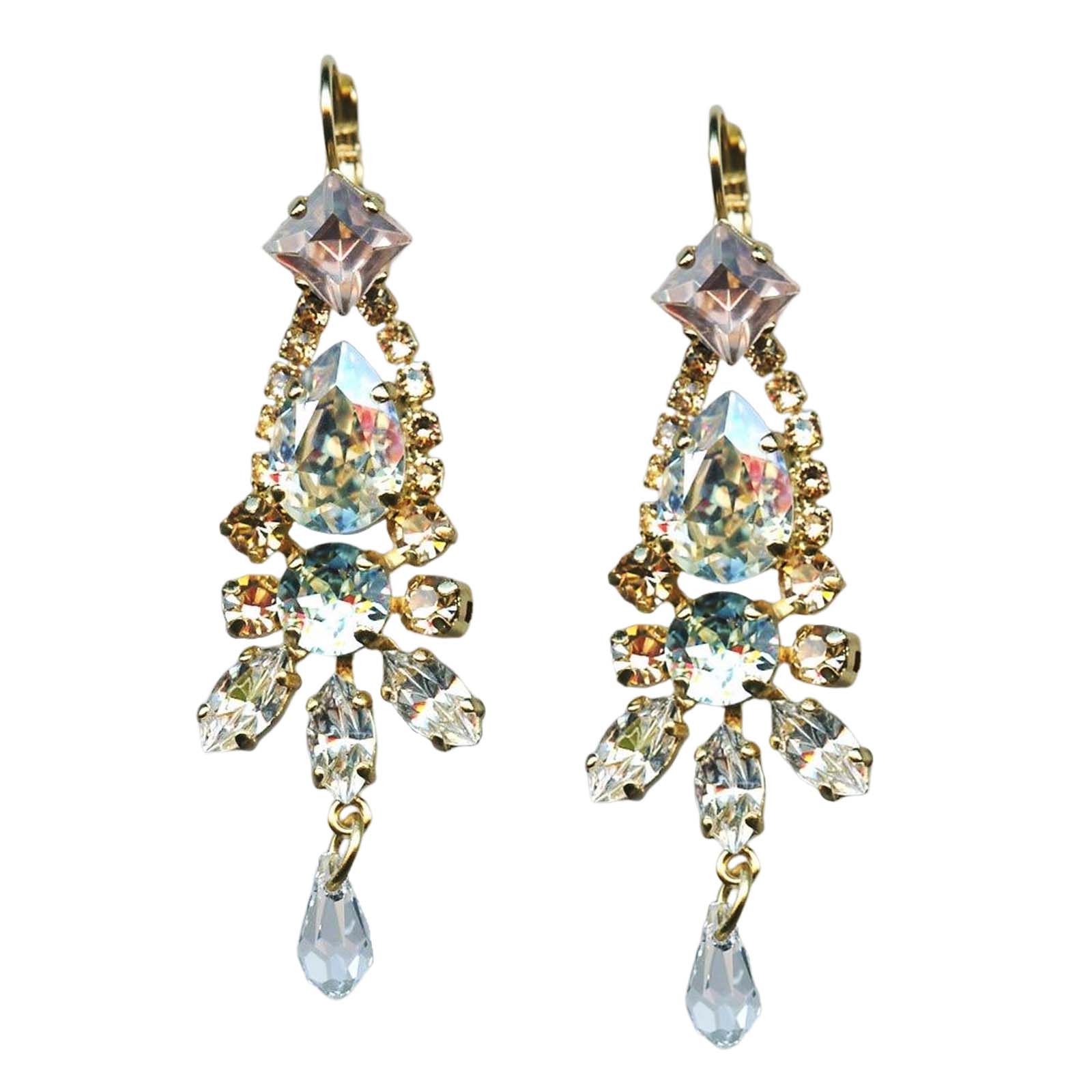 E-1531-MOL361-YG6(1) Mariana Earrings Timeless Vintage Rose, Silk, & Lt Amber Austrian Crystals Moon Dance Songbook Coll. - Image 1