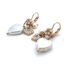 Earrings By Mariana Floral Heart White Pearl Mineral and White Opal Swarovski Crystals - Image 2