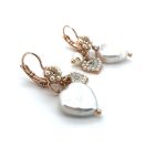 Earrings By Mariana Floral Heart White Pearl Mineral and White Opal Swarovski Crystals - Image 3