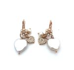 Earrings By Mariana Floral Heart White Pearl Mineral and White Opal Swarovski Crystals