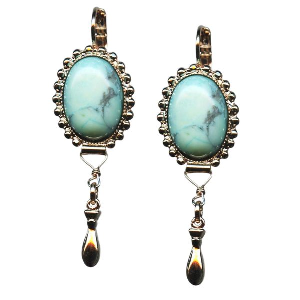 Mariana Earrings Elegant Howlite Chinese Turquoise Mineral Austrian Crystals My Treasures Coll.