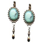 Mariana Earrings Elegant Howlite Chinese Turquoise Mineral Austrian Crystals My Treasures Coll. - Image 2