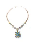 Mariana Necklace Floral in Yellow, Lt Sapphire, Lt Amethyst, Turq, & AB Austrian Crystals Coco Icons Coll. - Image 3