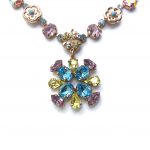 Mariana Necklace Floral in Yellow, Lt Sapphire, Lt Amethyst, Turq, & AB Austrian Crystals Coco Icons Coll. - Image 2