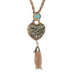 Mariana Necklace Pendant Heart & Tassel Turquoise Austrian Crystals My Treasures Coll.