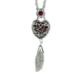Necklace Pendant By Mariana Woman Fab Heart and Tassel Ruby Swarovski Crystals - Image 3