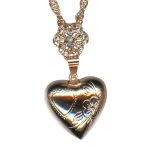 Mariana Necklace Pendant Heart Shaped Silk & Lt Peach Austrian Crystals My Treasures Coll.