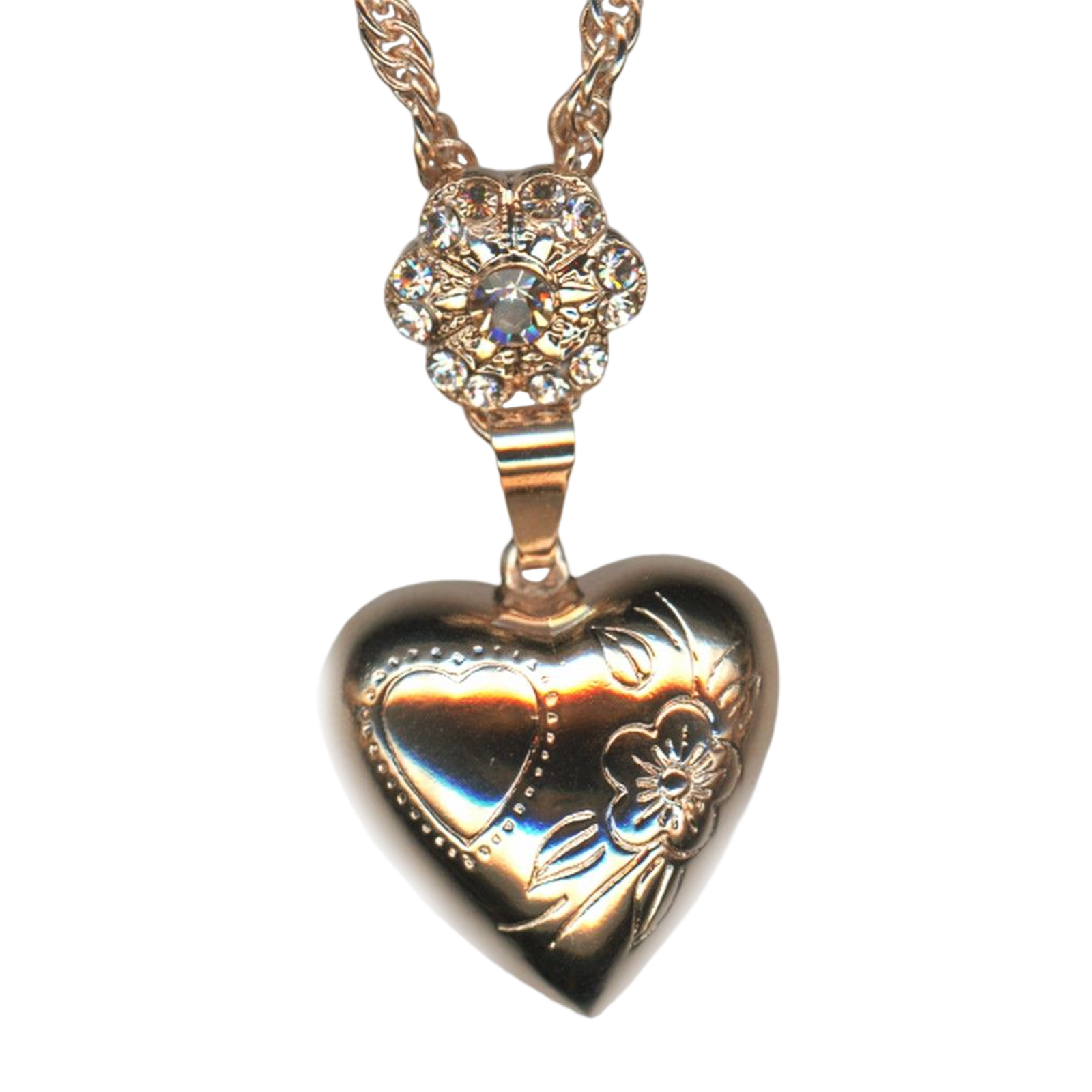 N-5000-2-362391-RG(1) Mariana Necklace Pendant Heart Shaped Silk & Lt Peach Austrian Crystals My Treasures Coll. - Image 1