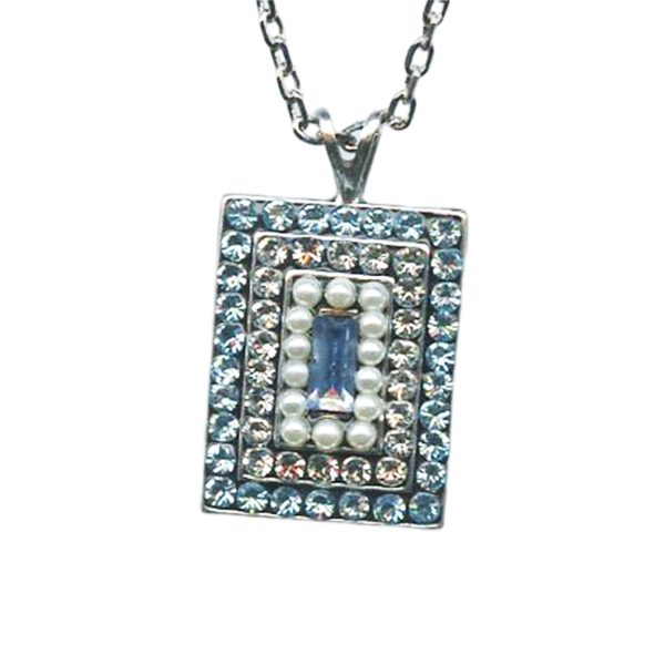 Mariana Necklace Pendant Gorgeous Aquamarine, Lt Azore, & Pearl Austrian Crystals My Treasures Coll.