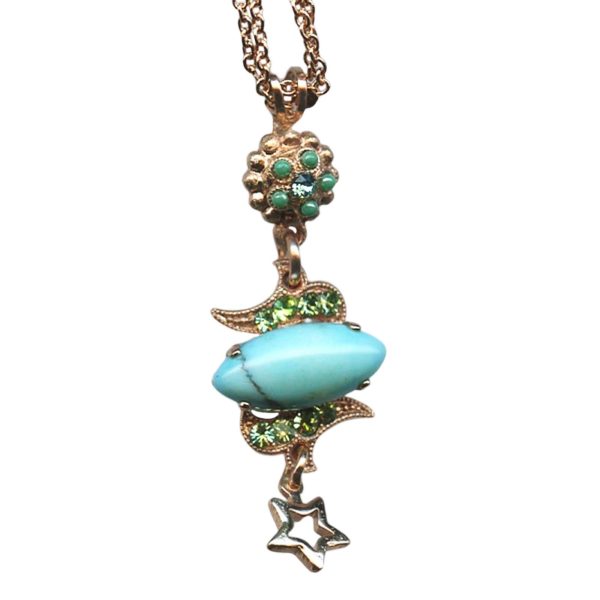 Mariana Necklace Pendant Simply Elegant Howlite Chinese Turq Mineral, Peridot, & Green Opal Austrian Crystals Caprioska Cocktail Hour Coll.