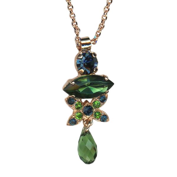 Mariana Necklace Pendant Sophisticated Emerald, Montana Blue, & Erinite Austrian Crystals Atlantis Under The Sea Winter 2021 Coll.