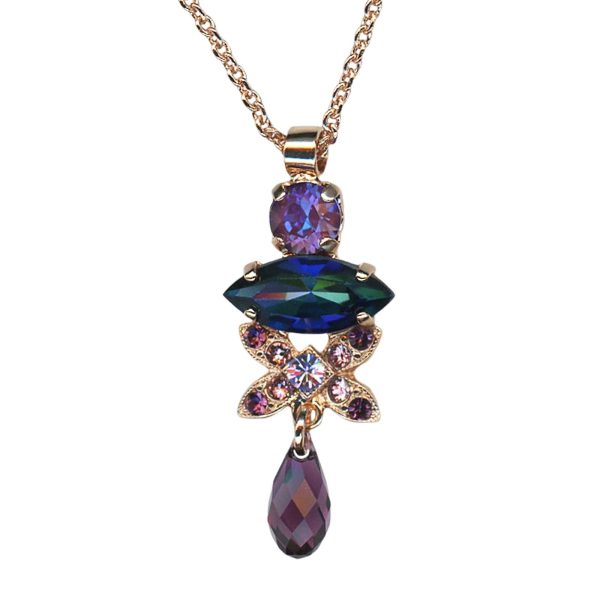 Mariana Necklace Pendant Wildberry / Misty Coll. Gorgeous Sun Kissed Plum, Emerald, & Amethyst Austrian Crystals