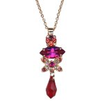 Mariana Necklace Pendant Lovely Fuchsia, Siam, Padparadscha, & Clear Austrian Crystals Sorbet Delight Winter 2021 Coll.