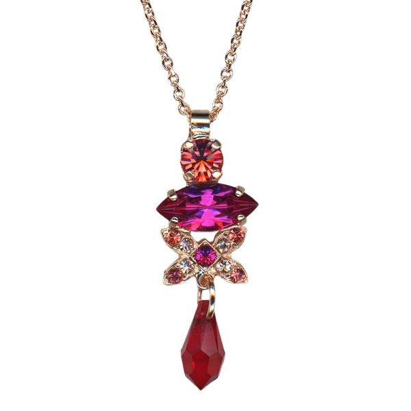 Mariana Necklace Pendant Lovely Fuchsia, Siam, Padparadscha, & Clear Austrian Crystals Sorbet Delight Winter 2021 Coll.