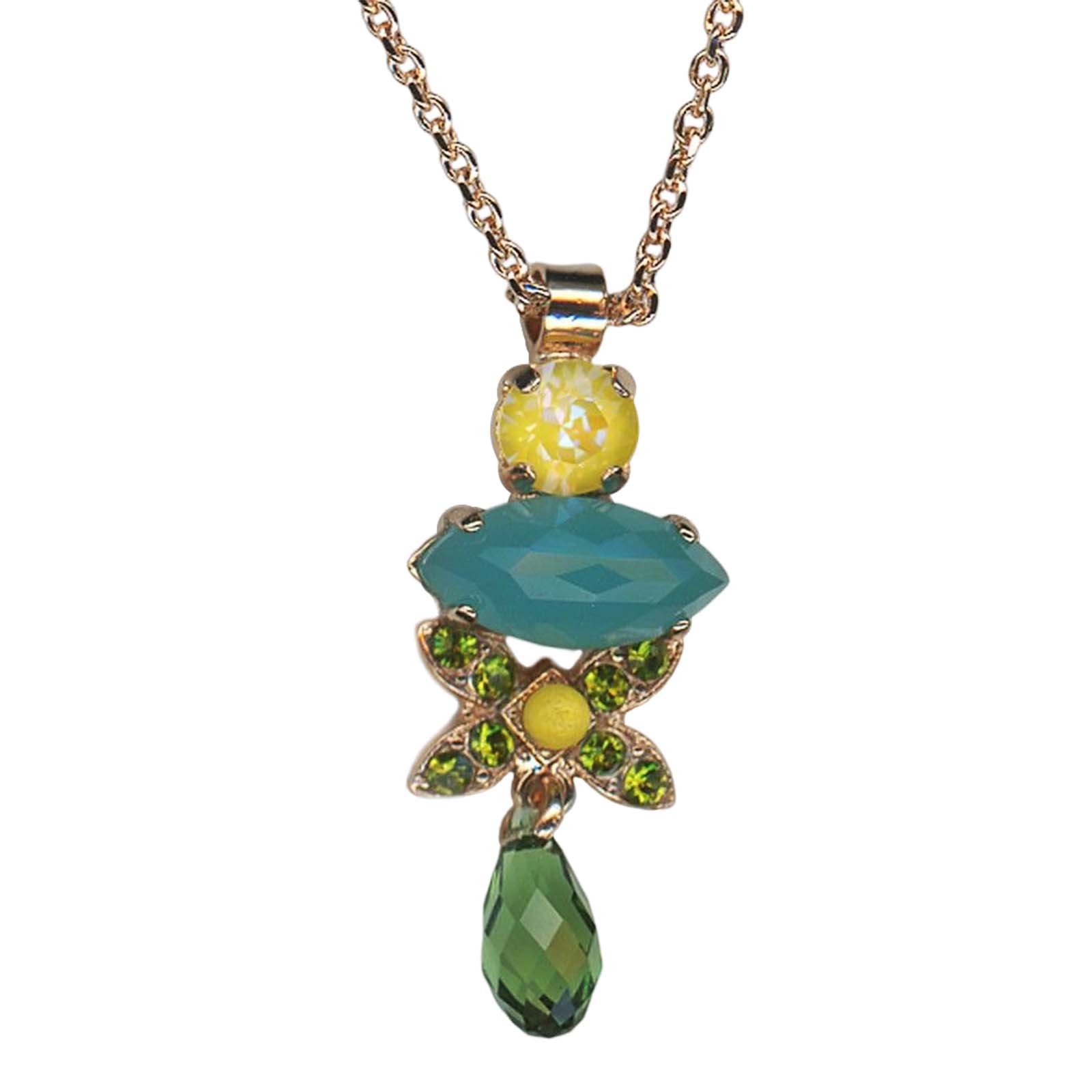 N-5001-3-M1151-RG(1) Mariana Necklace Pendant Yellow Jasper Mineral, Sun-Kissed Sunshine, Opal, & Olivine Austrian Crystals Pistachio À La Mode Coll. - Image 1