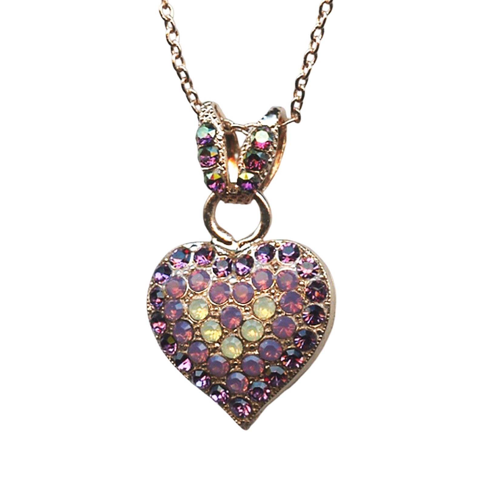 N-5007-1-1072-RG(1) Mariana Necklace Pendant Bohemian Rhapsody Coll. Heart Shaped Amethyst, Cyclamen Opal, & Sand Opal Austrian Crystals - Image 1
