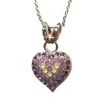 Mariana Necklace Pendant Bohemian Rhapsody Coll. Heart Shaped Amethyst, Cyclamen Opal, & Sand Opal Austrian Crystals - Image 3