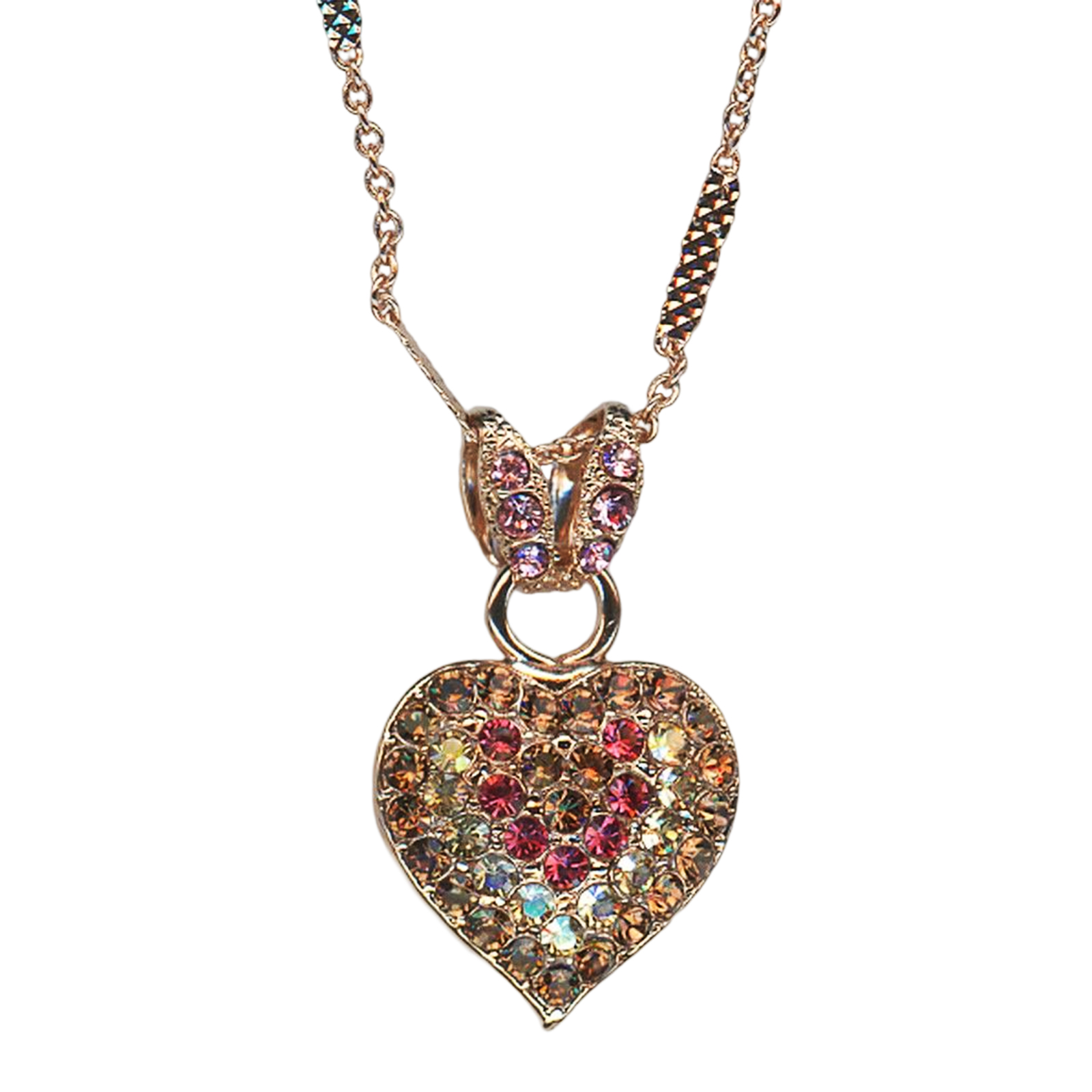 N-5007-1-1115-RG(1) Mariana Necklace Pendant Shimmering Golden Shadow, Lt Smoked Topaz, Lt Rose, & Indian Pink Austrian Crystals Gingerbread Winter Wonderland Coll. - Image 1