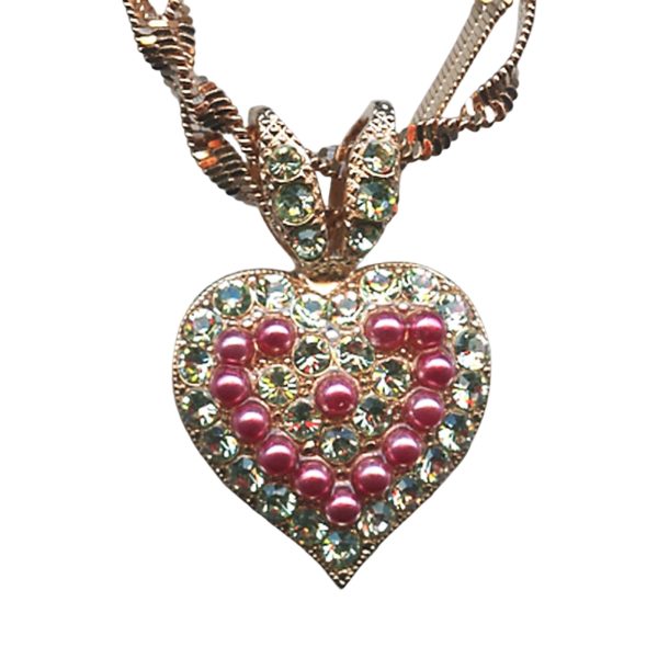Mariana Necklace Pendant Beautiful Mulberry Pink & Chrysolite Austrian Crystals My Treasures Coll.