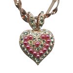 Mariana Necklace Pendant Beautiful Mulberry Pink & Chrysolite Austrian Crystals My Treasures Coll. - Image 2