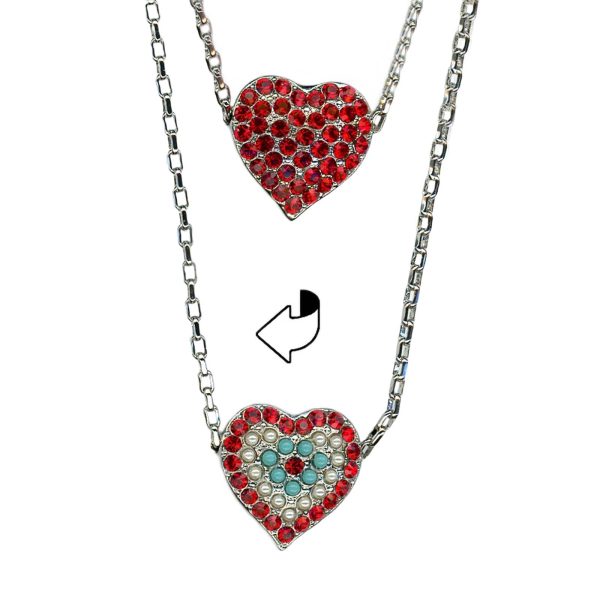 Mariana Necklace Pendant Dual-Sided Encrusted Lt Siam, Pearl, & Turq Austrian Crystals Happiness Joy Of Life Coll.