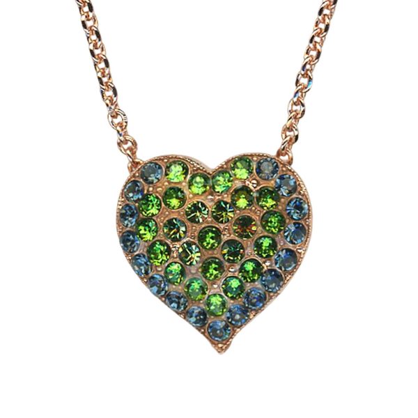 Mariana Necklace Pendant Heart Shaped Montana Blue & Olivine Austrian Crystals Atlantis Under The Sea Winter 2021 Coll.