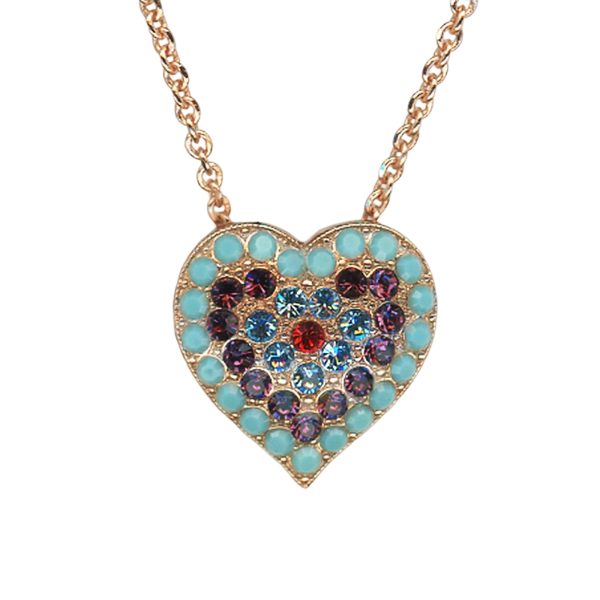 Mariana Necklace Pendant Heart Shaped Turq, Amethyst, Aquamarine, & Siam Austrian Crystals Romancing In Rio Summer 2022 Coll.