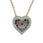 Mariana Necklace Pendant Heart Shaped Turq, Amethyst, Aquamarine, & Siam Austrian Crystals Romancing In Rio Summer 2022 Coll. - Image 2